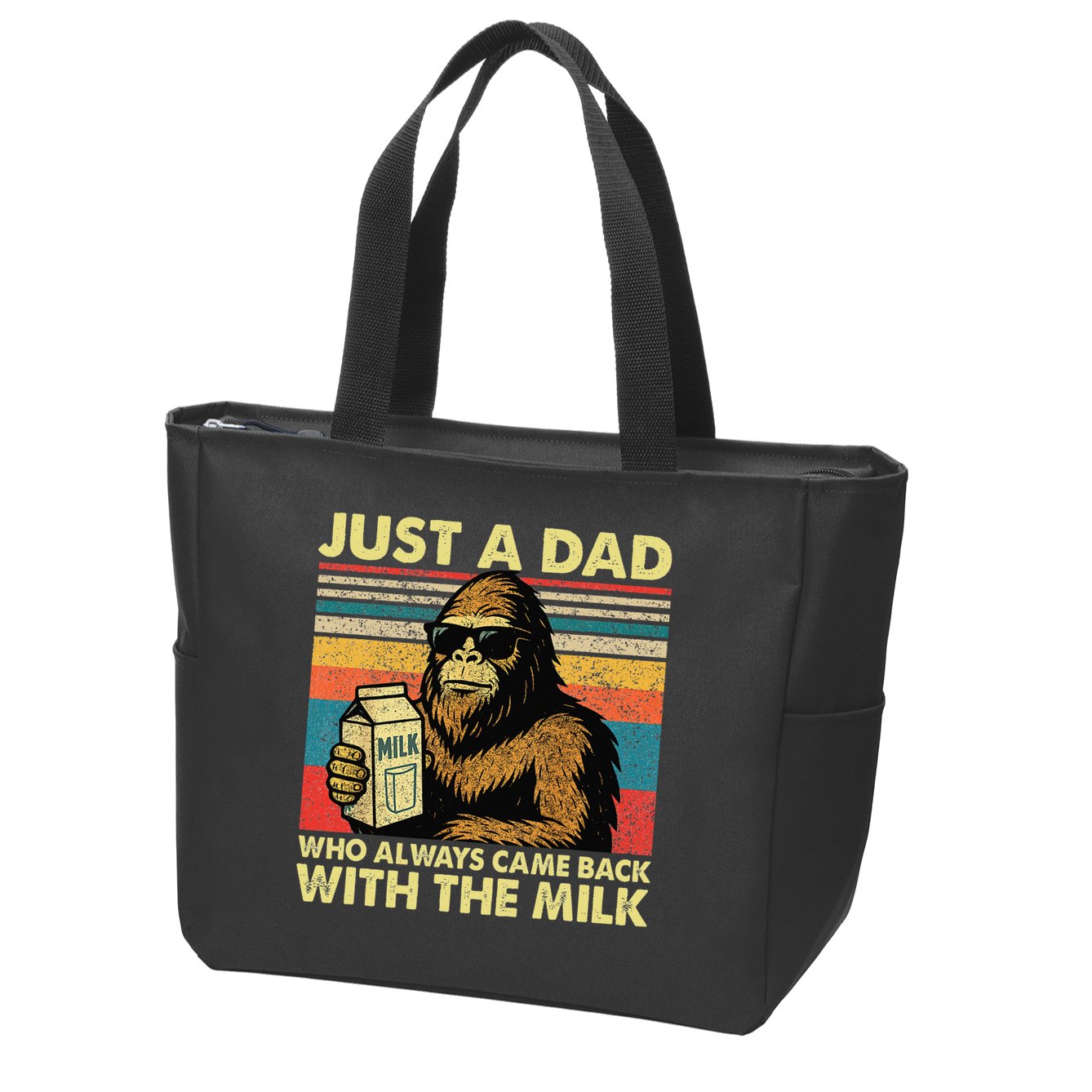Bigfoot Papa Just A Dad Who Always Came Back With The Milk Zip Tote Bag