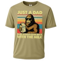 Bigfoot Papa Just A Dad Who Always Came Back With The Milk Cooling Performance Crew T-Shirt