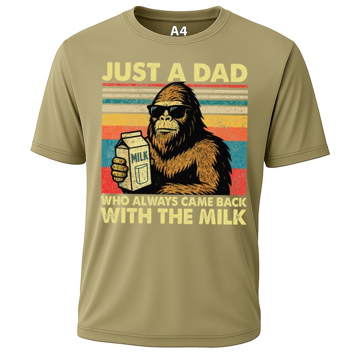 Bigfoot Papa Just A Dad Who Always Came Back With The Milk Cooling Performance Crew T-Shirt