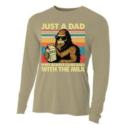 Bigfoot Papa Just A Dad Who Always Came Back With The Milk Cooling Performance Long Sleeve Crew