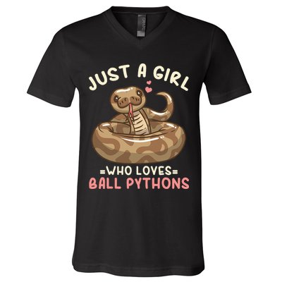 Ball Python Just A Girl Who Loves Ball Pythons V-Neck T-Shirt