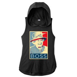 Boss Platinum Jubilee Queen Elizabeth Retro Ladies PosiCharge Tri-Blend Wicking Draft Hoodie Tank