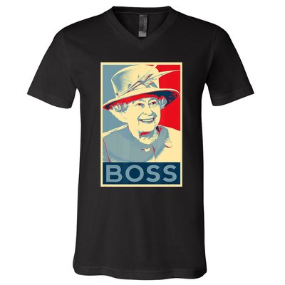 Boss Platinum Jubilee Queen Elizabeth Retro V-Neck T-Shirt