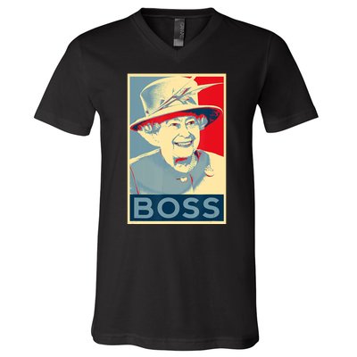 Boss Platinum Jubilee Queen Elizabeth Retro V-Neck T-Shirt