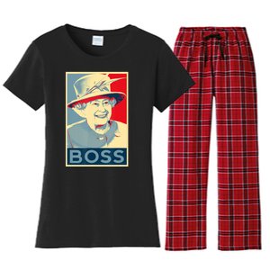 Boss Platinum Jubilee Queen Elizabeth Retro Women's Flannel Pajama Set