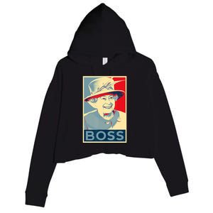 Boss Platinum Jubilee Queen Elizabeth Retro Crop Fleece Hoodie