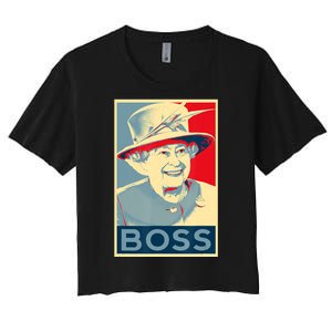 Boss Platinum Jubilee Queen Elizabeth Retro Women's Crop Top Tee