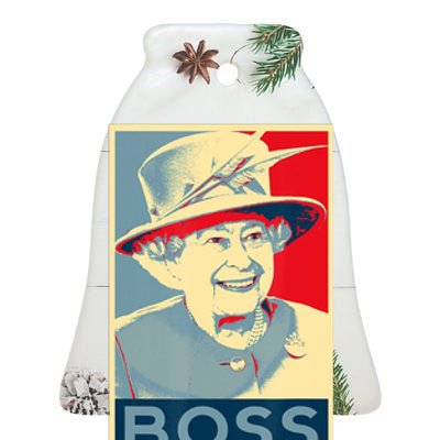 Boss Platinum Jubilee Queen Elizabeth Retro Ceramic Bell Ornament