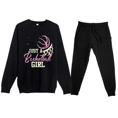  Basketball Player Just A Who Loves Basketball Premium Crewneck Sweatsuit Set