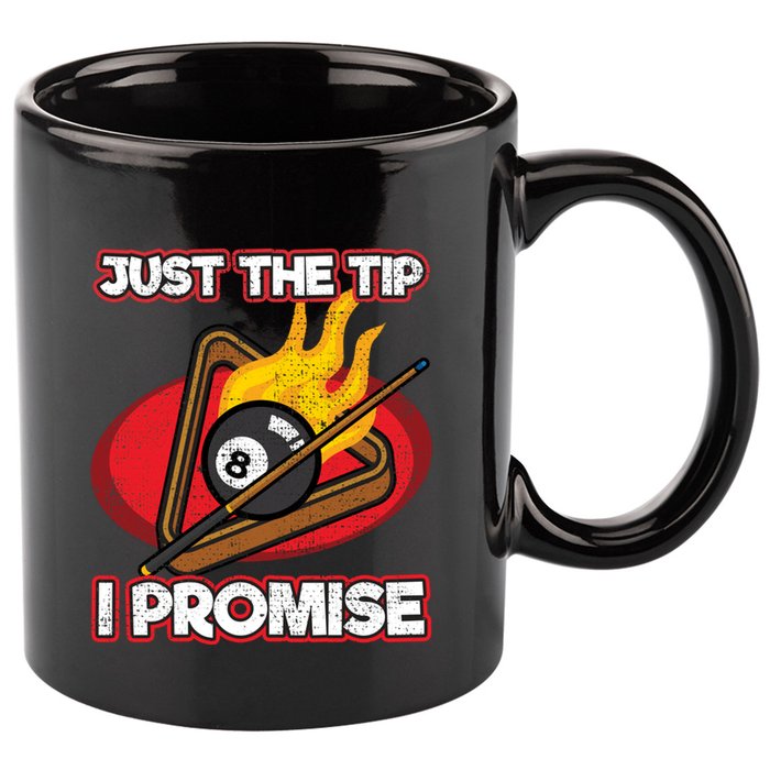 Billiards Player Just The Tip Promise Magic Shot Pool Funny Gift 11oz C Handle Ceramic Mug
