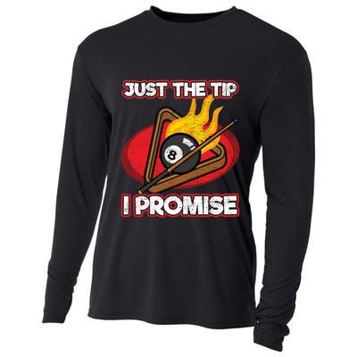 Billiards Player Just The Tip Promise Magic Shot Pool Funny Gift Cooling Performance Long Sleeve Crew
