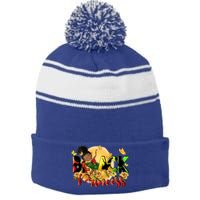 Black Princess Juneteenth Freedom Day Black Gift Stripe Pom Pom Beanie