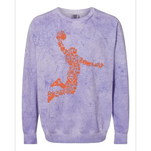 Basketball Player Jump Illustration Colorblast Crewneck Sweatshirt