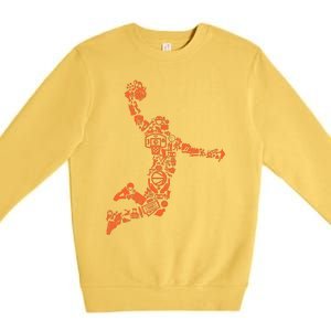 Basketball Player Jump Illustration Premium Crewneck Sweatshirt