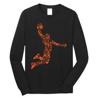 Basketball Player Jump Illustration Long Sleeve Shirt