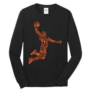 Basketball Player Jump Illustration Tall Long Sleeve T-Shirt