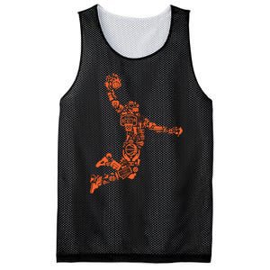 Basketball Player Jump Illustration Mesh Reversible Basketball Jersey Tank