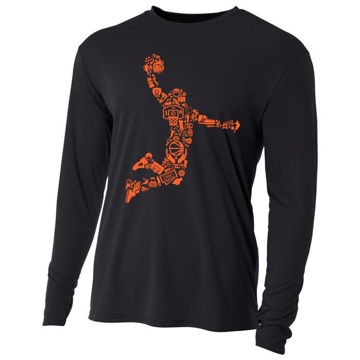 Basketball Player Jump Illustration Cooling Performance Long Sleeve Crew