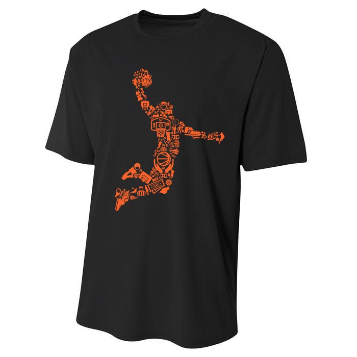 Basketball Player Jump Illustration Performance Sprint T-Shirt