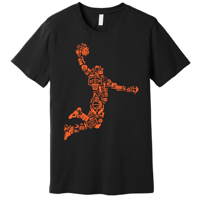 Basketball Player Jump Illustration Premium T-Shirt