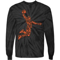 Basketball Player Jump Illustration Tie-Dye Long Sleeve Shirt