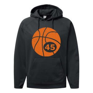 Basketball Player Jersey Number 45 Graphic Performance Fleece Hoodie