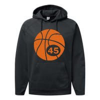 Basketball Player Jersey Number 45 Graphic Performance Fleece Hoodie