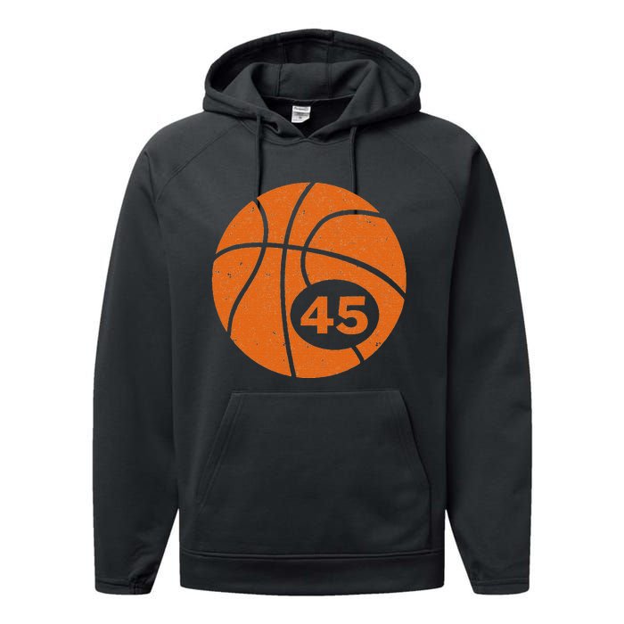 Basketball Player Jersey Number 45 Graphic Performance Fleece Hoodie