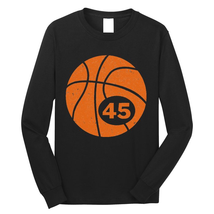 Basketball Player Jersey Number 45 Graphic Long Sleeve Shirt