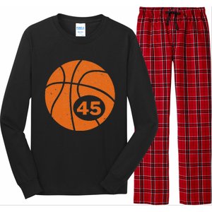 Basketball Player Jersey Number 45 Graphic Long Sleeve Pajama Set