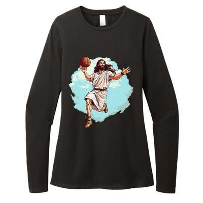 Basketball Player Jesus Hoops Playing BBall Lord And Savior Womens CVC Long Sleeve Shirt