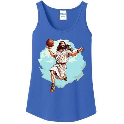 Basketball Player Jesus Hoops Playing BBall Lord And Savior Ladies Essential Tank