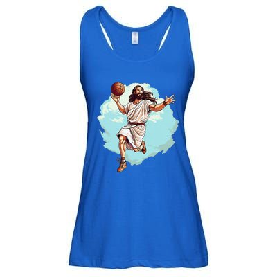 Basketball Player Jesus Hoops Playing BBall Lord And Savior Ladies Essential Flowy Tank