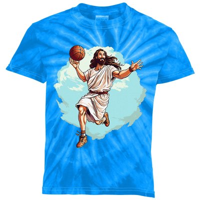 Basketball Player Jesus Hoops Playing BBall Lord And Savior Kids Tie-Dye T-Shirt