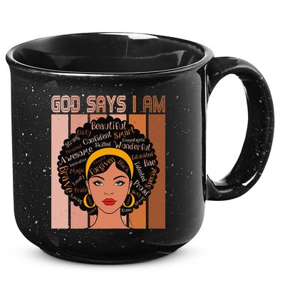Black Powerful Juneteenth African American God Says I Am 15oz Campfire Ceramic Mug