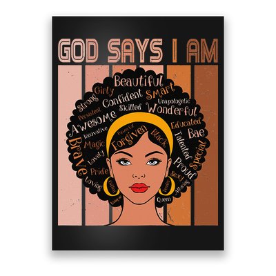 Black Powerful Juneteenth African American God Says I Am Poster