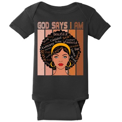 Black Powerful Juneteenth African American God Says I Am Baby Bodysuit