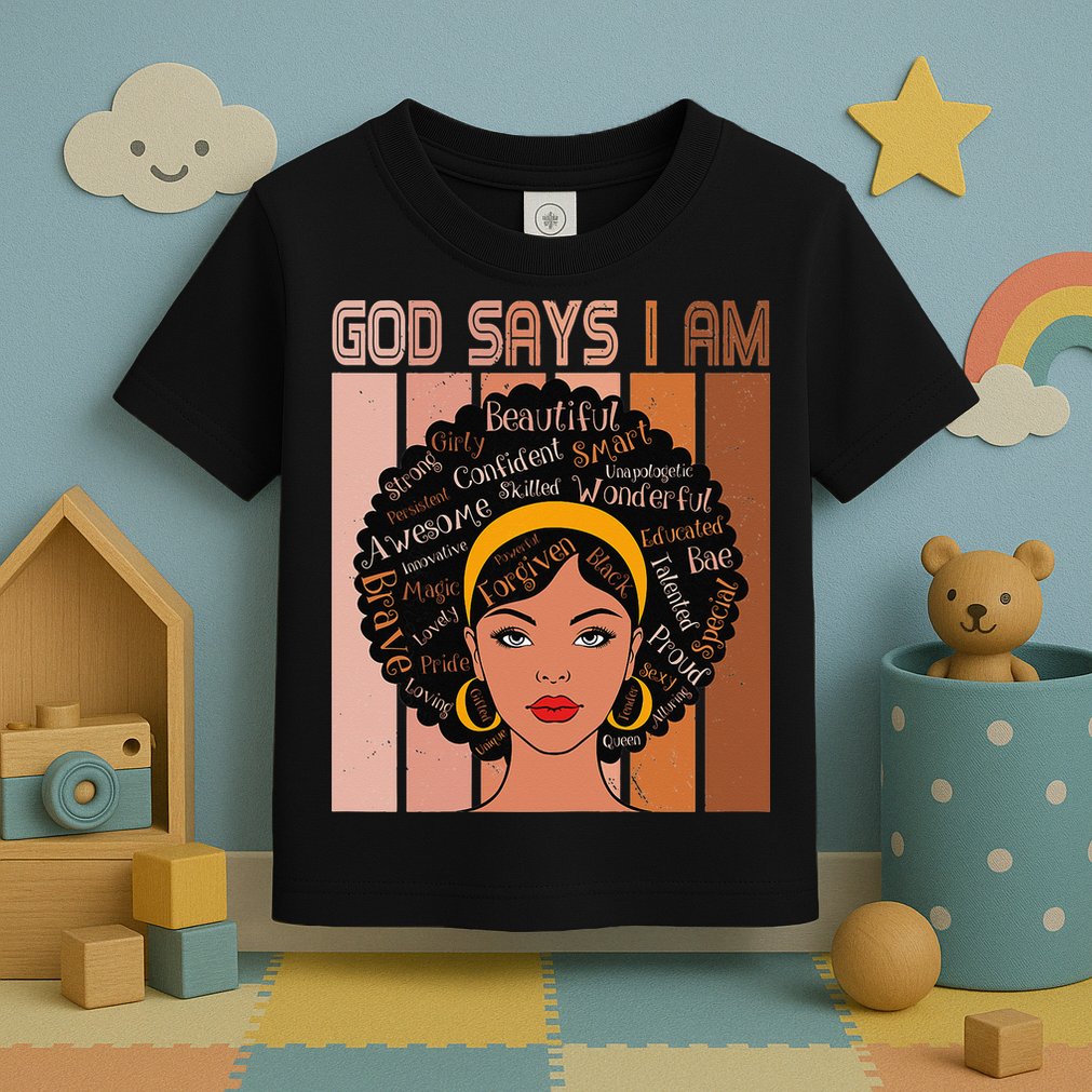 Black Powerful Juneteenth African American God Says I Am Toddler T-Shirt