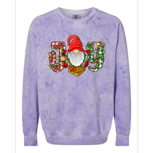 Buffalo Plaid Joy With Gnomes Merry Christmas Xmas Holiday Gift Colorblast Crewneck Sweatshirt