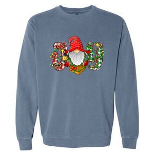 Buffalo Plaid Joy With Gnomes Merry Christmas Xmas Holiday Gift Garment-Dyed Sweatshirt