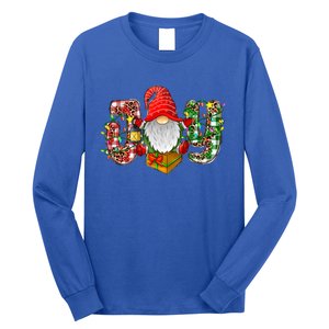 Buffalo Plaid Joy With Gnomes Merry Christmas Xmas Holiday Gift Long Sleeve Shirt