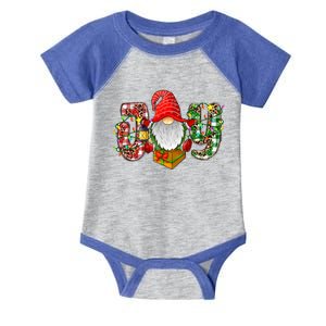 Buffalo Plaid Joy With Gnomes Merry Christmas Xmas Holiday Gift Infant Baby Jersey Bodysuit