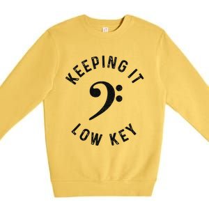 Bass Player Keeping It Low Key Retro Bass Guitar Premium Crewneck Sweatshirt