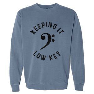 Bass Player Keeping It Low Key Retro Bass Guitar Garment-Dyed Sweatshirt