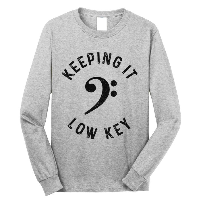 Bass Player Keeping It Low Key Retro Bass Guitar Long Sleeve Shirt