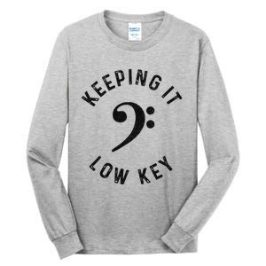 Bass Player Keeping It Low Key Retro Bass Guitar Tall Long Sleeve T-Shirt