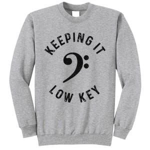 Bass Player Keeping It Low Key Retro Bass Guitar Tall Sweatshirt