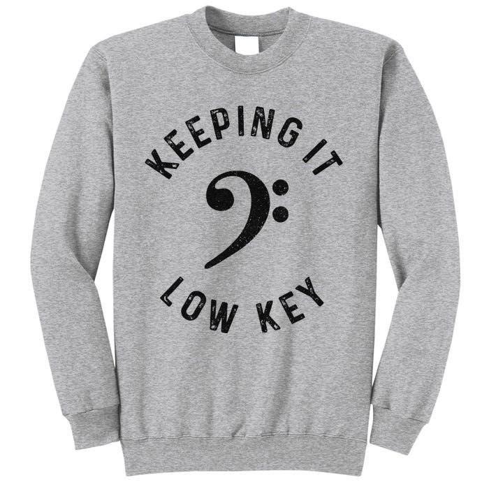 Bass Player Keeping It Low Key Retro Bass Guitar Tall Sweatshirt