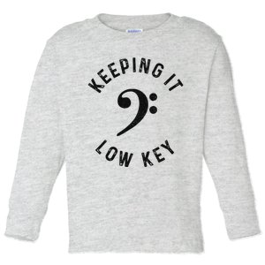 Bass Player Keeping It Low Key Retro Bass Guitar Toddler Long Sleeve Shirt