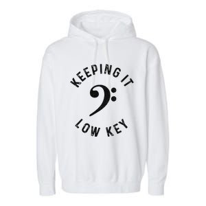 Bass Player Keeping It Low Key Retro Bass Guitar Garment-Dyed Fleece Hoodie